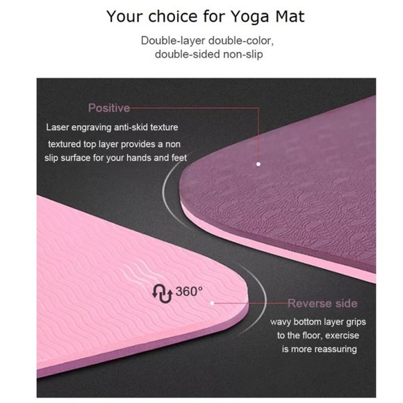 Premium TPE Yoga Mat 72" x 24" 6mm Thick Non Slip Durable Eco Friendly mat - Picture 4 of 8
